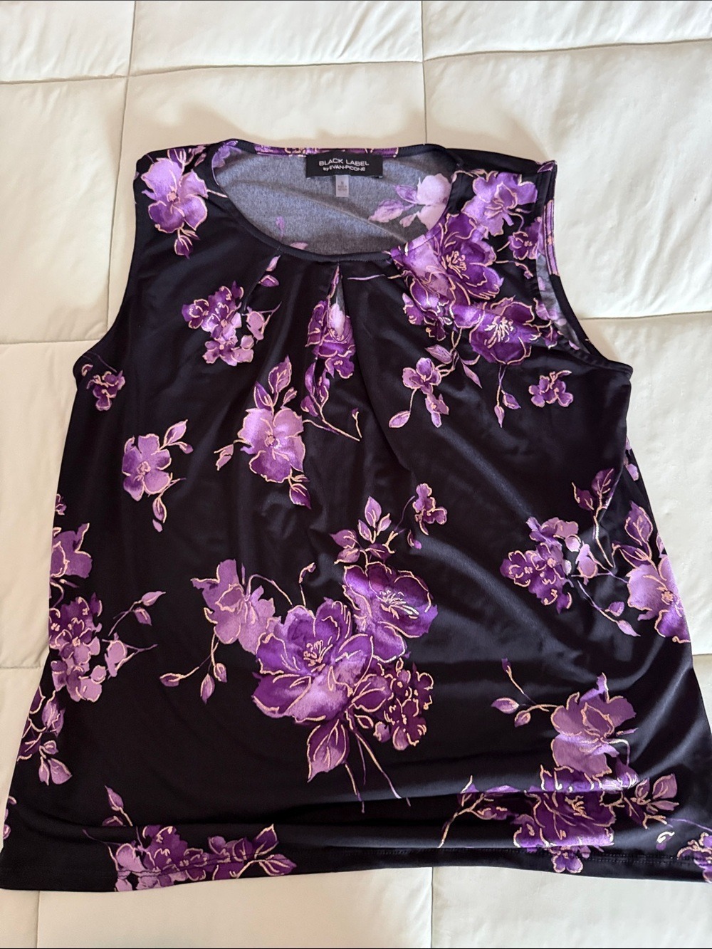 #0196 - Purple Floral Sleeveless Top - M